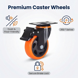 <span class=keywords><strong>4</strong></span> Zoll Premium Polyurethan Schwenkrollen mit Feststellbremse, 4er-Set, Rot, PU, Verschleißfest, Glatte Rollen mit Bremse - Product Image 2