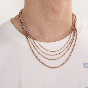Catena a Corda Intrecciata in Oro Massiccio 10K per Uomo, 5mm 5.5mm, Collana in Oro <span class=keywords><strong>14K</strong></span>, Corda Senza Filo in Acciaio - Product Image 6