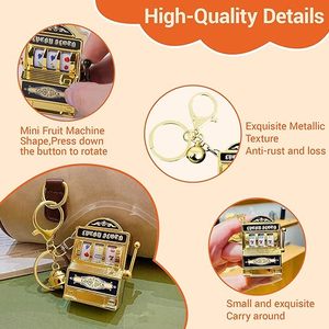 Porte-clés porte-bonheur en forme de mini machine à sous argentée, accessoire sur le thème de Las Vegas pour clés, sacs, cadeaux de fête, cadeau fantaisie - Product Image 3