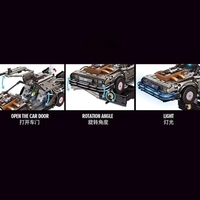 EIKEE Y12001 MOC City 1:14 Voiture de course classique de film, kit de modèle LED, voitures de sport en briques, cadeaux pour adultes, blocs de construction