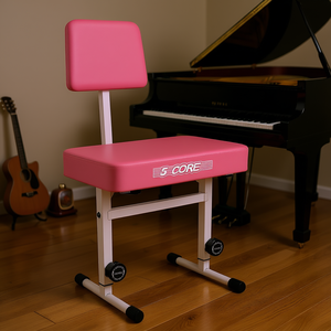 Banco de Piano de 5 Niveles de Altura Ajustable en Color Rosa con Respaldo, Silla para Músico - Product Image 2