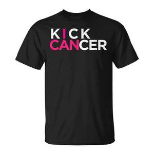T-shirt Kick Cancer noir pour hommes, taille moyenne, sensibilisation au cancer du sein - Product Image 1