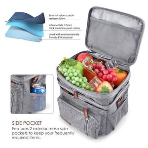 Sac isotherme portable en tissu Oxford pour pique-nique, camping, voyage, avec compartiment pour glaçons, boîte à lunch isolée, sac de refroidissement - Product Image 3
