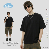 T-shirt surdimensionné pour homme avec logo personnalisé, de haute qualité, en coton polyester Sorona 220GSM, coupe ample et courte, séchage rapide, logo graphique