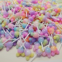 Resin Lucu Terbaru Warna-warni Mouse Lollipop Charm Flat Back Cabochon untuk Pembuatan Perhiasan Gantungan Kunci Anting Kalung