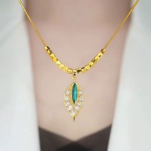 Collares de Moda con Cadena de Eslabones Chapados en Oro y Colgante de Hojas de Circonita para Mujer, Collar de Cuentas Pequeñas, Accesorios de Joyería - Product Image 2