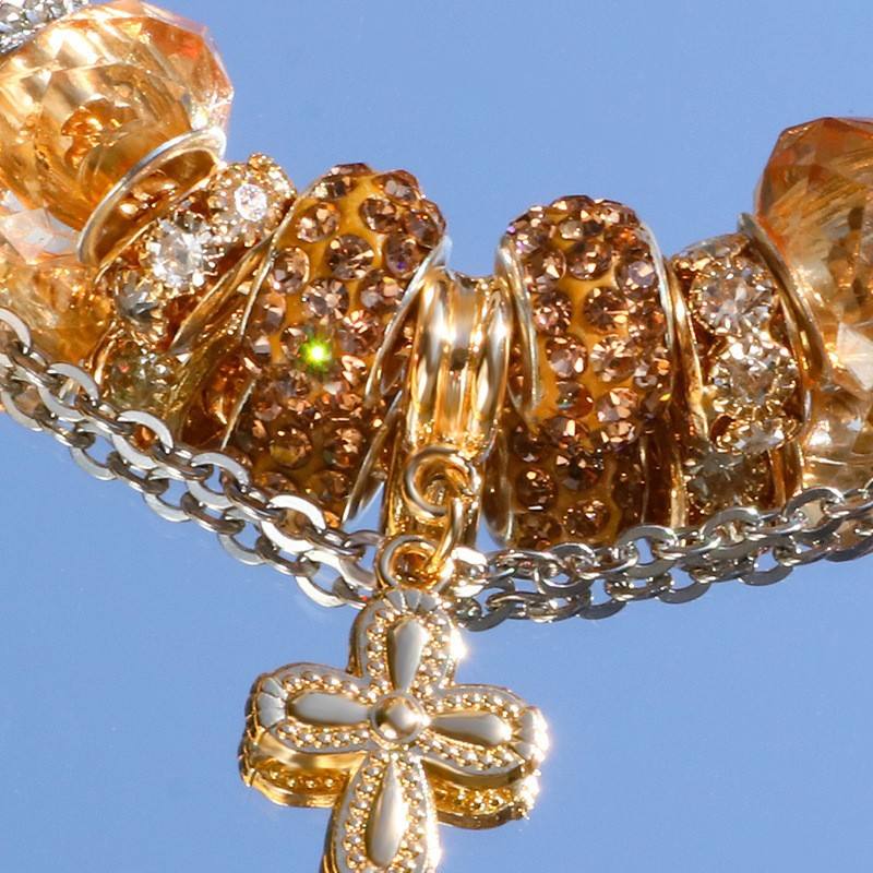 สร้อยข้อมือดอกไม้สีทองแบบปรับได้