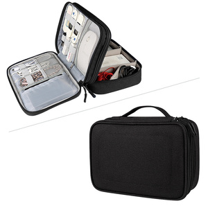 Factory New Custom Double Layers Travel Gadget Organizer Electronics Accessories Carry Bag waterproof Digital Cable Storage Bags
