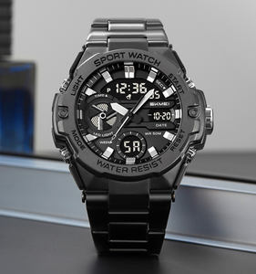 Orologio Digitale Sportivo da Uomo Skmei 2404 Nero Personalizzabile con Logo, Impermeabile 3 ATM, Cinturino in Acciaio Inossidabile - Product Image 6