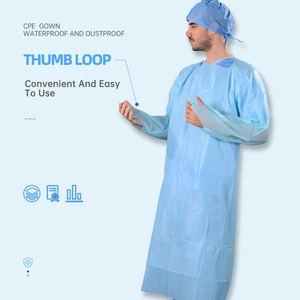 फैक्टरी वाटरप्रूफ डिस्पोजेबल अंगूठे लूप सीप गाउन ओपन-बैक और अंगूठे के साथ - Product Image 3