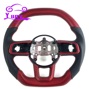 Volante de Fibra de Carbono Roja Real Personalizado para Jeep Wrangler JK JL Gladiator <span class=keywords><strong>Renegade</strong></span>, Diseño de Estilo <span class=keywords><strong>Racing</strong></span> con Parte Superior e Inferior Planas - Product Image 1