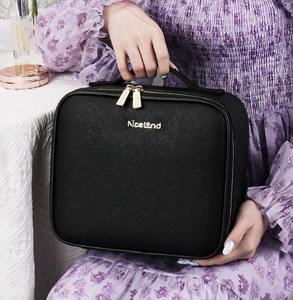 Organizador de <span class=keywords><strong>maquillaje</strong></span> <span class=keywords><strong>con</strong></span> espejo de luz LED completo de PU portátil, estuche cosmético impermeable, caja de almacenamiento, Maleta de <span class=keywords><strong>maquillaje</strong></span> de mano de viaje <span class=keywords><strong>con</strong></span> cremallera - Product Image 6