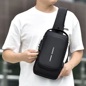PU摩托车自行车吊带包带锁防盗旅行胸包带USB防水斜跨腰包 - Product Image 5