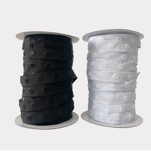 Bán Buôn Chất Lượng Cao 50 Yards 1.8Cm Chiều Rộng Màu Trắng Và Màu Đen Snap Nút Trên Một Băng Báo Chí Snap Nút Băng Cho Quần Áo Trẻ Em - Product Image 4