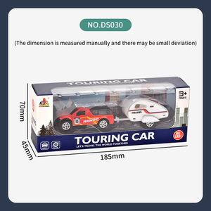 Voiture de tourisme à <span class=keywords><strong>remorque</strong></span> en alliage de simulation pour enfants, voiture de voyage coulissante, jouet de voiture en alliage avec outils de circulation, véhicules jouets en métal moulé sous pression pour enfants - Product Image 2