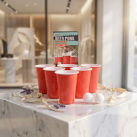 Ensemble de Beer Pong en plastique de qualité alimentaire, boîte de couleur personnalisée, gobelets jetables rouges de 500 ml pour les jeux de fête