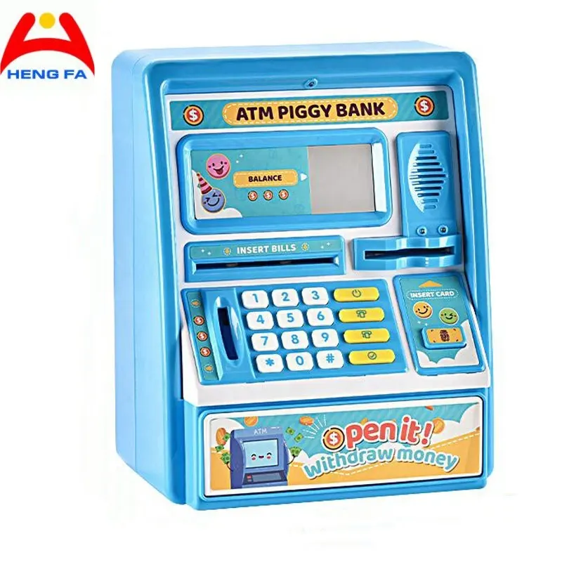 Yeni çocuklar mini kumbara oyuncaklar ATM tasarruf bankası oyuncak parmak izi şifre ATM kart para kutusu oyuncaklar