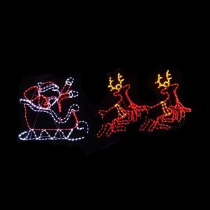 Lumière <span class=keywords><strong>de</strong></span> Noël en forme <span class=keywords><strong>de</strong></span> traîneau du Père Noël et <span class=keywords><strong>de</strong></span> rennes, imperméable, 2D, pour décoration <span class=keywords><strong>de</strong></span> Noël, motif lumineux en corde - Product Image 2