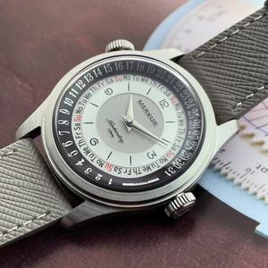 NUEVO Reloj Merkur Dual Crown World Time, Relojes Mecánicos Manuales Retro para Hombre, Reloj Vintage de 38 mm, Reloj Hombre - Product Image 2