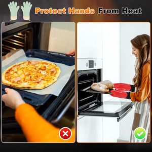 Silicone Oven Mitts Heat Resistant and Antislip Scald Kitchen Oven <b>Gloves</b> Burn Proof Cooking <b>Gloves</b> Proof Oven Mitts - Product Image 3