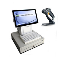 Sistema de Terminal Punto de Venta Todo en Uno ABS ABS6000 para Negocios, Pantalla Dual, CPU de Cuatro Núcleos, Pantalla Táctil Capacitiva, Wi-Fi, Caja Registradora