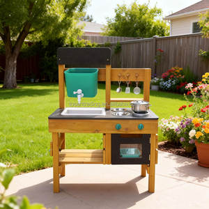 Ensemble de cuisine et de jeu en bois durable pour l'extérieur avec accessoires pour enfants de 3 ans et plus - pour jeux de cuisine dans la boue - Product Image 3