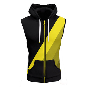 Chaleco Deportivo Personalizado al por Mayor para Hombre, Camiseta sin Mangas con Capucha, Camiseta Deportiva de Forro Polar, Poliéster/Algodón Transpirable y Resistente al Viento - Product Image 5