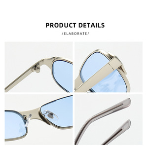 Lunettes de soleil tendance 2026, métalliques, petites, carrées, à monture intégrale, protection UV400 %, personnalisables avec logo, dorées, unisexes - Product Image 4