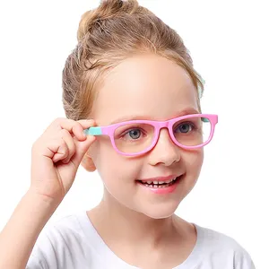 Montura de gafas para niños, niñas y bebés, Material de silicona saludable, Anti luz azul