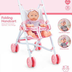 2025 filles Offre Spéciale jouer <span class=keywords><strong>maison</strong></span> 12 pouces poupée poussette jouet semblant jouer eau potable poupée <span class=keywords><strong>pliable</strong></span> chariot jouet - Product Image 5