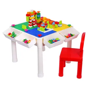 ビルディングブロックマルチアクティビティテーブルセット子供のためのDIYレンガスタッキングおもちゃ