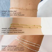 Bracelet pour femme EMANCO, élégant, classique, minimaliste, à plusieurs rangs, avec breloques, perles dorées, en acier inoxydable, idéal pour le bureau, les cadeaux ou les rendez-vous