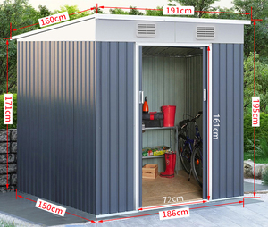 Hangar de stockage extérieur en métal en acier avec cadre de sol Kit de base de fondation blanc gris Outil utilitaire pour jardin arrière-cour pelouse - Product Image 4