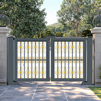 Porte d'entrée automatique intelligente en alliage d'aluminium pour hôtels et villas modernes Porte d'entrée extérieure coulissante avec cadre en acier
