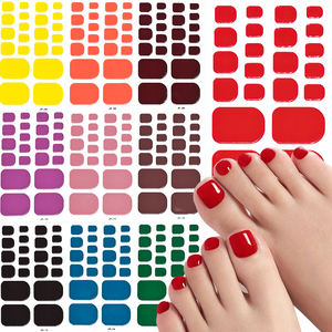 22 puntas de Gel de Color sólido envolturas de uñas pegatina cubierta completa pies pegatinas de uñas brillante sin necesidad de lámpara UV DIY manicura del dedo del pie - Product Image 2