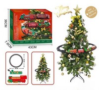 Vente flash : Ensemble de train de Noël en plastique QY, 89x89 cm, flexible, fonctionnant sur piles, avec musique et lumières - Jouet éducatif pour enfants