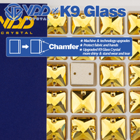 VDD Vente en gros de strass à coudre en verre K9 de qualité supérieure, forme carrée, emballés en boîte, à dos plat, pour la décoration de vêtements