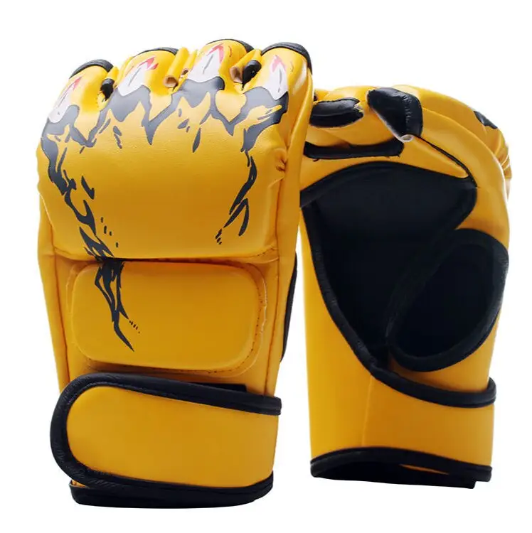 Hochwertiges PU-Material Benutzer definiertes Logo Halbfinger-Hebe handschuhe Kampf gegen MMA-Box-Trainings handschuhe