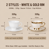 Ensemble tasse et soucoupe à café en porcelaine fine New Bone China, motif lotus festonné, 200 ml, en stock, logo OEM, pour le thé de l'après-midi, cadeau de mariage