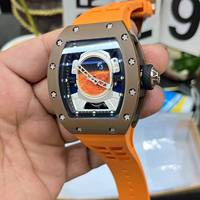 Montre automatique pour homme Top 5205, légère, en alliage de titane, bracelet en caoutchouc orange, sport, fitness, formelle