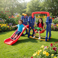 Parque Infantil Educativo para Niños, Estilo Castillo, Tobogán de Plástico PE, Columpio, Casa de Juegos para Jardín de Infancia, Guardería, Espacios Públicos