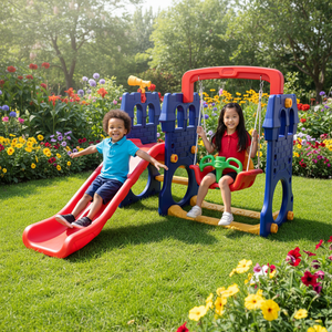 Aire de jeux intérieure éducative pour enfants, style château, avec toboggan et balançoire en plastique PE pour <span class=keywords><strong>maternelle</strong></span>, école, garderie - Product Image 4