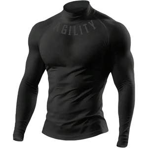 เสื้อยืดออกกำลังกายแขนยาวผู้ชายลายกราฟิกโกธิค แห้งเร็ว คอเต่า สำหรับวิ่งและออกกำลังกาย - Product Image 3