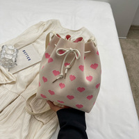 Sac fourre-tout en tricot portable à bandoulière unique pour femme, motif dessin animé vintage, style décontracté, idéal pour l'été, en polyester ouvert, vente en gros