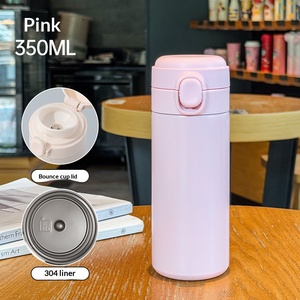 Gobelet isotherme personnalisé en acier inoxydable, mignon, avec couvercle à ressort et mini paille intégrée - Product Image 4
