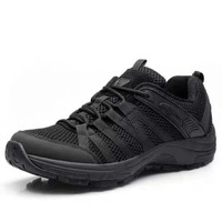 Baskets de course ultra-légères pour hommes Printemps Noir Résistant à l'usure Antidérapant PU Respirant Déodorant Absorbant les chocs pour la randonnée