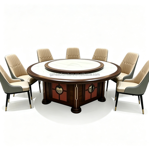 Table à manger ronde en bois et pierre, électrique, rotative, moderne et luxueuse, avec <span class=keywords><strong>plaque</strong></span> à <span class=keywords><strong>induction</strong></span>, durable, 10 places, <span class=keywords><strong>pour</strong></span> la maison et l'hôtel - Product Image 6