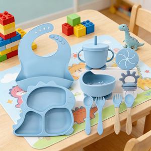 Ensemble de bols et cuillères à ventouse puissante, écologiques, non toxiques, de qualité alimentaire, bavoir d'alimentation, bol et assiette en silicone pour bébé avec tasse - Product Image 6