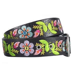 Ceintures <span class=keywords><strong>en</strong></span> <span class=keywords><strong>cuir</strong></span> bohèmes décontractées à la mode personnalisées pour femmes avec boucle <span class=keywords><strong>en</strong></span> alliage faite à la main avec un motif floral brodé personnalisé - Product Image 4