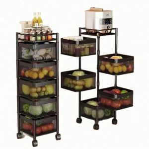 Étagère de rangement pour légumes moderne, multi-niveaux, en fonte, rotative, non pliable, noire/blanche, 2/3/4/5 niveaux, gain de place - Product Image 1